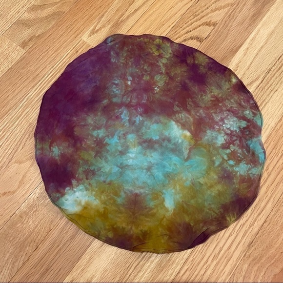 2 tie dye round throw pillow covers jewel tone tie dye purple turquoise - Picture 2 of 4